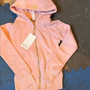 lululemon athletica Girls' Light Pink Zip Hoodie with Gold Zipper